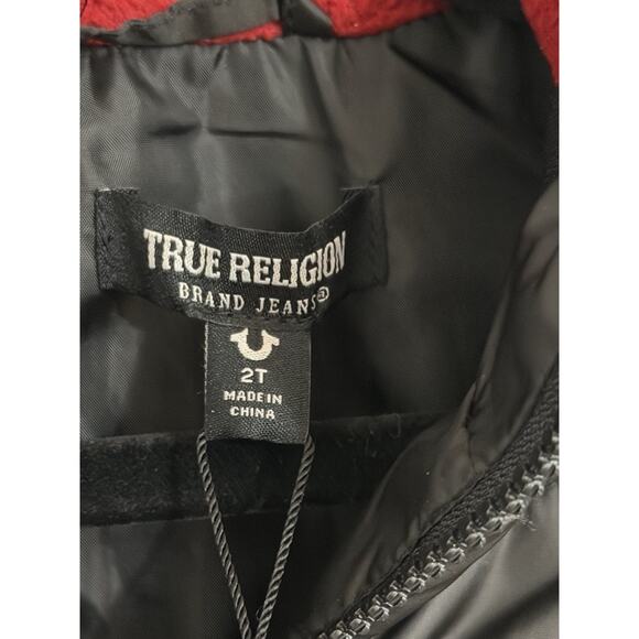 NEW True Religion Full Zipper - Red w/ Black- Boy's 2T NWT Puffer Coat Jacket - Picture 2 of 3